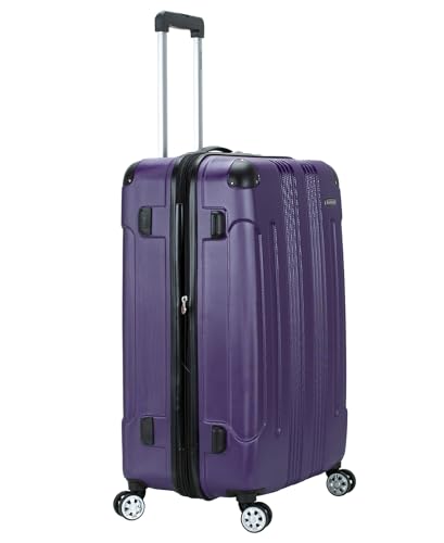Image of Rockland London Hardside Expandable Spinner Wheel Luggage, Purple, Checked-Large 28-Inch