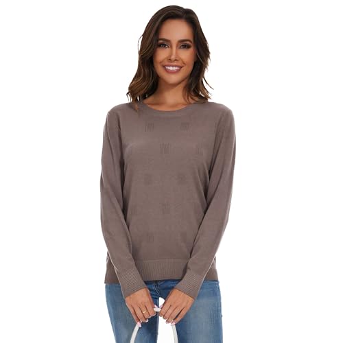 Women's Fall Pullover Long Sleeve Crew Neck Casual Ribbed Knit Lightweight Soft Sweater Top4