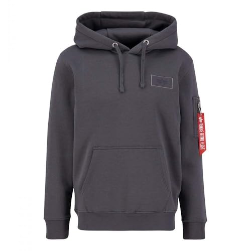 Alpha Industries Back Print Hoody Kapuzensweat für Herren Vintage Grey – Ansicht 1