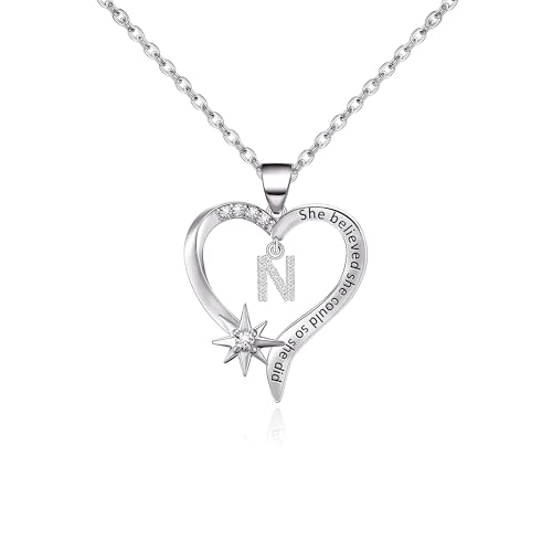 Nymerianoble Graduation Gifts for Her Initial Necklaces 2025 College Graduation Gifts for Her Letter N Heart Initial Necklaces Friendship Gift for Teen Girls Anniversary Birthday Fashion Accessories
