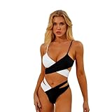 【Enjoy Summer】 ： Der glatte Stoff Bikini Badeanzug ist bequem und langlebig. Das obere Brustpolster ist weich und bequem und gibt Ihnen bessere Unterstützung, damit Sie im Strandurlaub, beim Schwimmen im Pool und in den Flitterwochen usw. großartig aussehen.