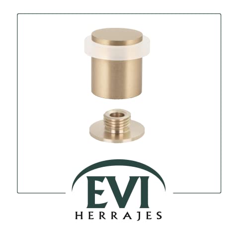 Door Stop | 24 X 30 Mm | White Rubber | Brass Matte Finish | Threaded Base | Includes Screw + Clamping Plug | Mod. I-19124 X 30-Blmt | Evi Hardware #TOP1