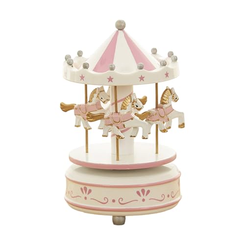 Pocoiau Boîte à musique carrousels de Noël avec mélodies classiques à manivelle élégante et rotative pour les vacances