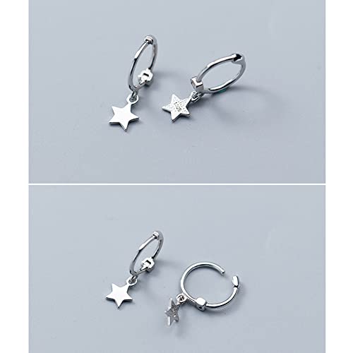 Mini Star Dangle Sterling Silver Small Hoop Earrings for Women Girls Cartilage Sleeper Hoops Cute Jewelry4