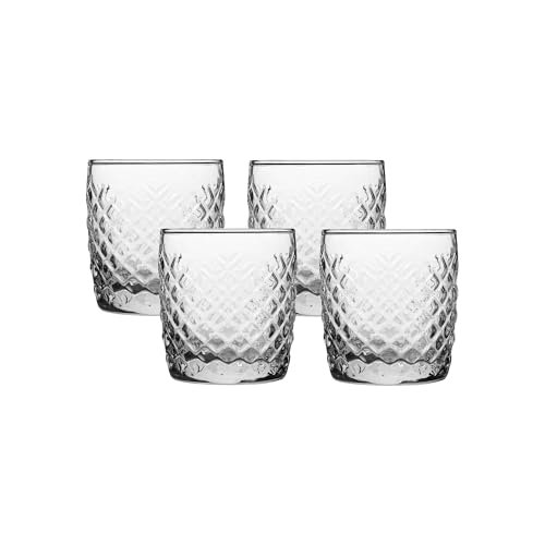 Anchor Hocking Cross Hatch Drinking Glasses 4-Pack 10 oz