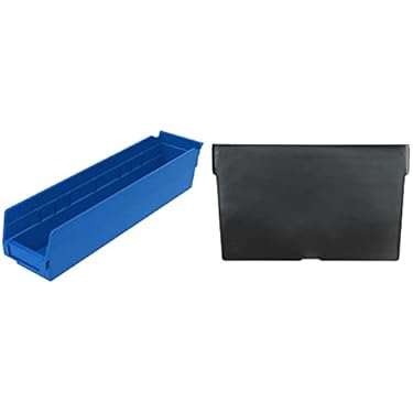 AMAZON - Akro-Mils 30128 Plastic Nesting Shelf Bin Box, (18-Inch x 4-Inch x 4-Inch), Blue, (12-Pack) & 40120 Crosswise Width Plastic Divider for 30120, 30128, 30124 Shelf Bin Storage Bins, Black, (24-Pack)