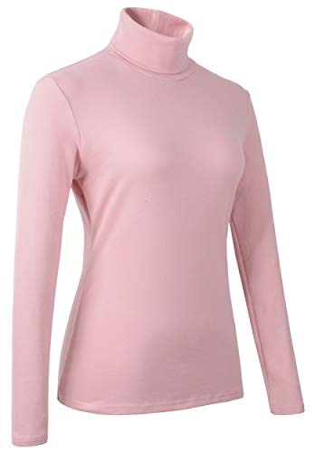 Image of Women's Soft Cotton Turtleneck Top Basic Pullover Sweater