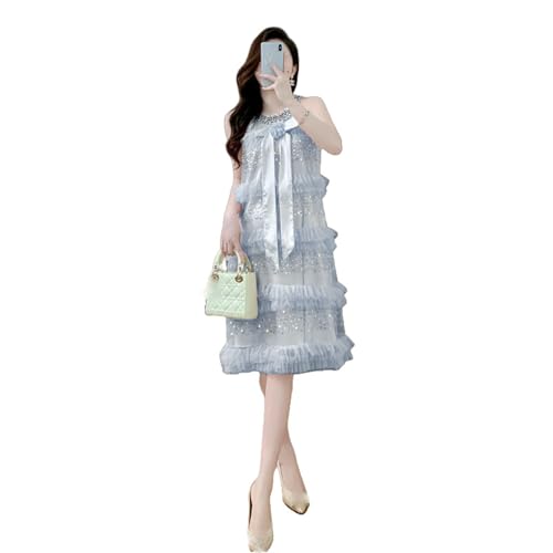 Robe à col ras du cou sequins perles robe habillée femme chic