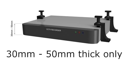 Mars Outpost Universal Mounting Brackets Under Desk/Wall Mount for DVR NVR CCTV Hikvision Hilook Dahua Swann Modem Router Network Switch Console DVD Amplifier Receiver Mini PC Made in UK (30mm-50mm)