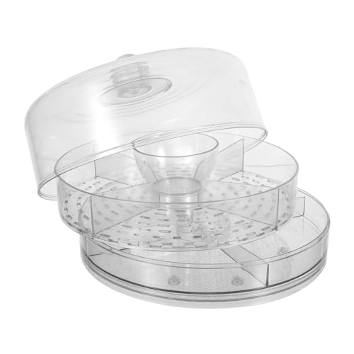 COLLBATH Bandeja Giratoria de Plástico Transparente con Compartimentos para Frutas y Aperitivos Platter Multifuncional para Enfriar Servir y Almacenar Alimentos para Reuniones y
