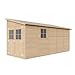 Gartenhaus Holz (mit Seitenwand) - Geräteschuppen mit Fenstern - H244x216x514 cm/10,2 m2 Naturholz-Shiplap-Schuppen - Gerätehaus - Fahrradschuppen - TIMBELA M341A