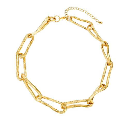YUJIE Chunky Gold Necklace for Women Men Link Necklace Gold Plated Statement Choker Fashion Jewelry