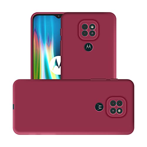 Image of Case Creation Liquid TPU Silicone Cover for Motorola Moto G9 Soft Case,Anti-Dirty Slim Case Frosted Matte Cute Candy TPU Raised Bezel (Splash of Color) Back Case Cover for Moto G9 - Glamour Red