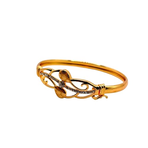 Bracelet en filigrane floral doré à l'or rose et oxydes de zirconium scintillants