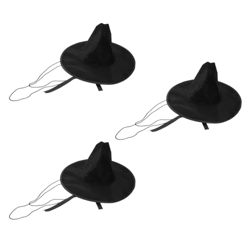 Chapeau costume coréen noir en velours à large bord pour homme, lot de 3 pièces