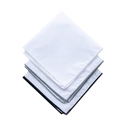 Image of 3-Pk Mens Cotton White Pocket Square with Color Border(10 Colors)