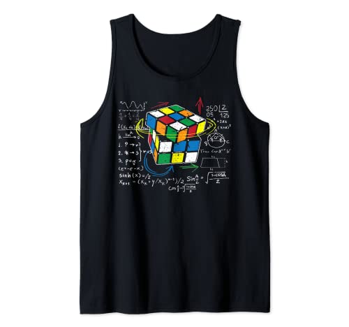 Cube Magic with Math Equations Retro Nerdy Rubik Tank Top