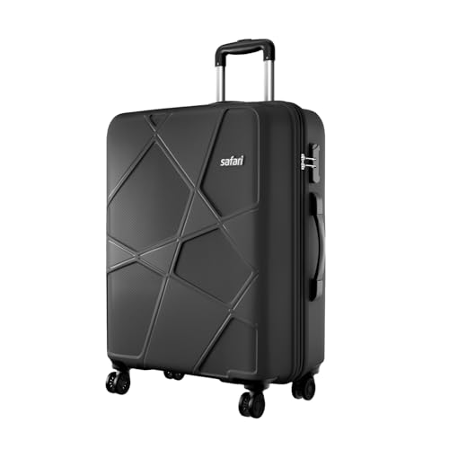 Image of Safari Pentagon Pro 8 Wheels Checkin Trolley Bag, Hard Case Polypropylene 360º Wheeling Luggage for Men & Women, Travel Suitcase, Trolley Bags, Black, Large 75Cm Size| Spinner Wheel