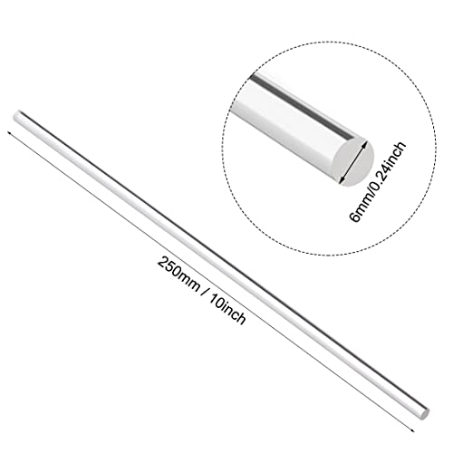 Image of uxcell Acrylic Round Rod,Clear,1 /4 Inch Diameter 10inch(247mm) Length,Solid Plastic PMMA Bar Stick 4pcs
