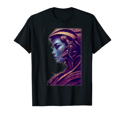 Cybernetic Egyptian Aztec Samurai Cyborg Girl T-Shirt