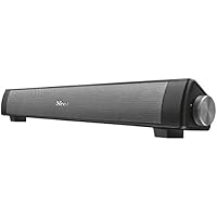 Trust Lino - Barra de Sonido Inalámbrica con Bluetooth, 20 W, Reproductor MP3 Integrado, Batería Recargable, Altavoces PC, TV, Teléfono, Tableta - Negro