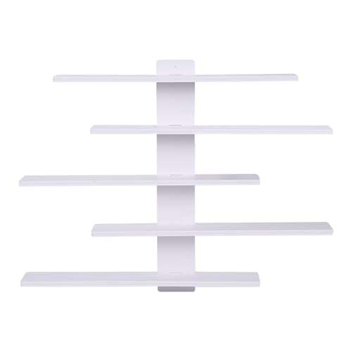 URCheers   Estantería flotante blanca, estante de PVC, estantería suspendida de 5 niveles, estante decorativo para piezas de colección, figuras, copas de licor, mini decoraciones, juguetes