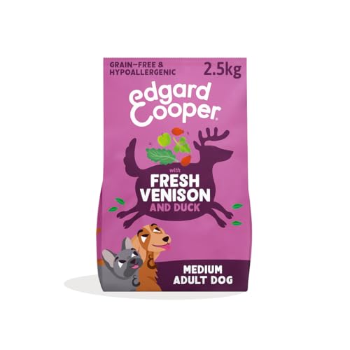 Edgard & Cooper Crochette Cani Adulti Senza Cereali Per Cani Di Taglia Medium (2.5kg), Cervo e Anatra Freschi, Ricetta Ipoallergenica Con Mela, Cavolo Riccio e Rosa Canina, Senza Farine Di Carne