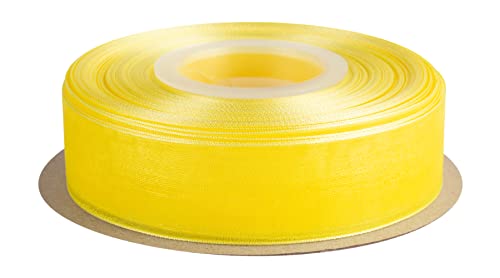 TEKDEERE 25mm Sheer Organza Ribbon,Lemon Shimmer Chiffon Ribbon for DIY Crafts Wedding Party Decorations Gift Wrapping Bridal Bouquets (45M) - Image 2