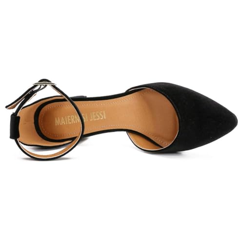 Image of MAIERNISI JESSI Unisex Men's Women's Pointed Toe Ankle Strap Pumps, 2.17 Inch Block Heel, D'Orsay Style