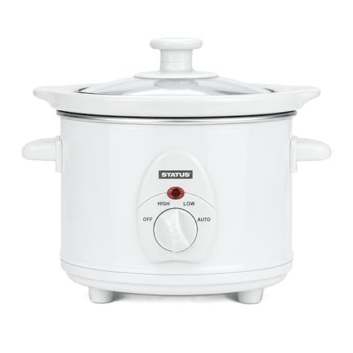 STATUS Austin Round Slow Cooker 1.5Litre 120W White Two Heat Settings Removable NonStick Ceramic Bowl (AUSTIN1PKB4)