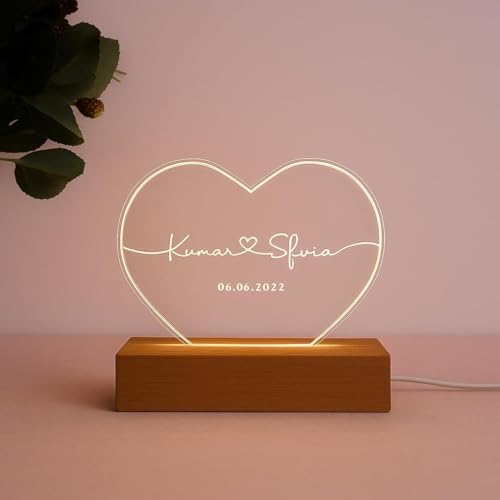Personalized Calendar Night Light with Custom Date and Names –