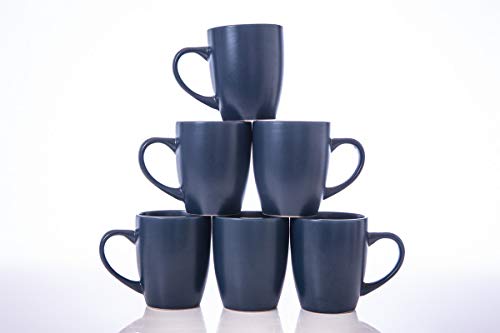 Coffee Mugs12 OZ Ceramic Mug Large Handle Set of 6 Porcelain cups for Coffee Tea CocoaBlue