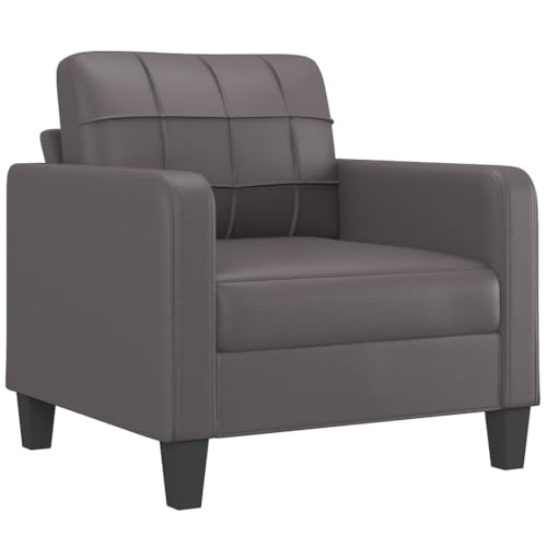 YUOTYRKTEJRSG 3-TLG. Sofagarnitur mit Kissen Grau Kunstleder Wohnzimmer Set Sitzgruppe Couchgarnitur Sofa Set mit Kissen Lederoptik Grau Modern Bequem – Bild 4