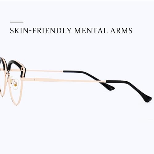 Image of Zeelool Women's Metal Browline Cat Eye Glasses Frame with Clear Lens ZJGX672183-01 Black, Small