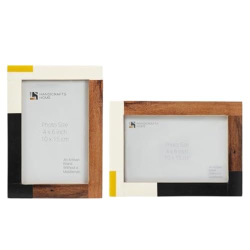 Image of Handicrafts Home 4x6 Picture Frames Pack of 2 - Mondrian Collection Handcrafted Photo Frames, Perfect for Wall & Tabletop Display, Ideal Home Decor Gift