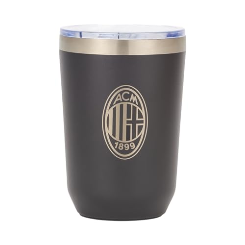 Capacità: 0.38 litri AC Milan Tazza Termica per Caffè, Latte e Tè, 0.38L, Nero, Prodotto ufficiale