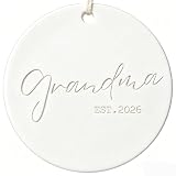 Grandma Est 2026 Christmas Ornament, Pregnancy New Baby Gifts, First Time Grandma, Baby Announcement,Ceramic Engraved Ornaments