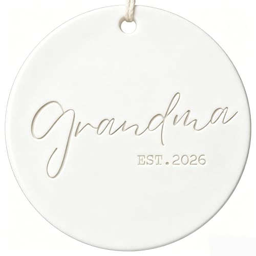 Grandma Est 2026 Christmas Ornament, Pregnancy New Baby Gifts, First Time Grandma, Baby Announcement,Ceramic Engraved Ornaments