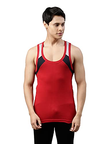 Image of Dixcy Scott Originals Men 100% Combed Cotton Racerback Color Block On Shoulder Gym Vest (Pack of 2)