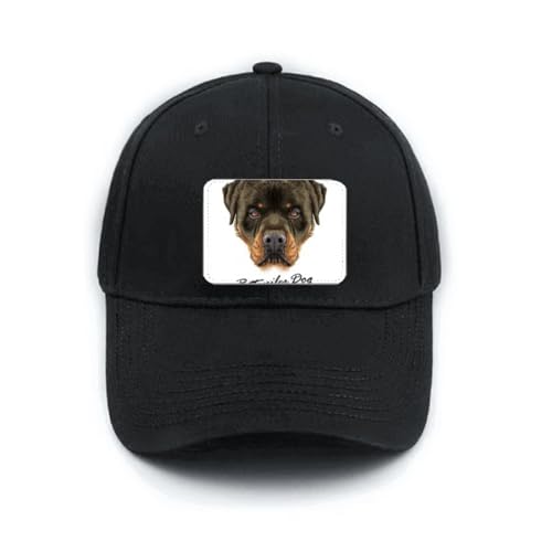 Casquette baseball noire chien Rottweiler pour sorties et randonnées