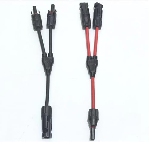 Mc4 Connectors Review 5 LiuBaiWuQuStars 2 pcs mc4 y connectors, Solar Y Branch Connectors Extra Long Solar Panel Parallel Connectors 1 to 2 Solar Cable Wire Plug Tool Kit (M/FF and F/MM) (1, Black&red)