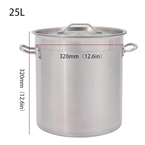 DULNICE Stainless Steel Stock Pot with Cover,Induction Commercial Grade Stockpot,Tri-Ply Composite Bottom, Silver (25 Litre) by DULNICE - Used condition - Image 8