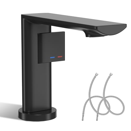 Alphabath Single Hole Bathroom Faucet, Matte Black, 5.3