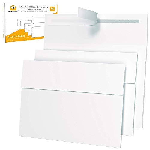 5×7 Envelopes for Invitations – 110 White Envelopes for 5×7 Cards – A7 – (5 ¼ x 7 ¼ inches) – Perfect for Weddings…