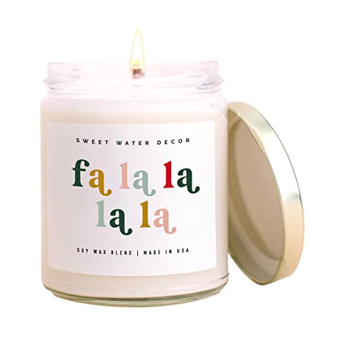 Sweet Water Decor Fa La La La Soy Candle | Steamy Milk, Cool Peppermint, And Creamy Cappuccino Scented Candles For Home | 9Oz Clear Jar, 40+ Hour Burn Time, Made In The Usa #TOP28