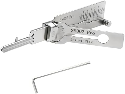 SS002 PRO Stainless Steel Master Key Decoder Lishi 2-in-1 Lock Pick and ...