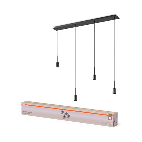 OSRAM Lampada a sospensione Decor Needle Linear 4xE27, grigio scuro, acciaio, scenari di illuminazione individuali, cavo da 2 m