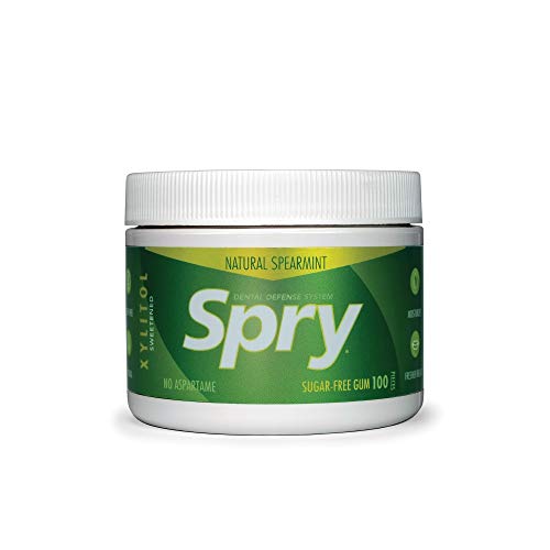 Spry Fresh Natural Xylitol Chewing Gum Dental Defense System - Aspartame-Free, Sugar-Free, Non-GMO, Gluten-Free (Spearmint, 100 Count - Pack of 1) : Chewing Gum