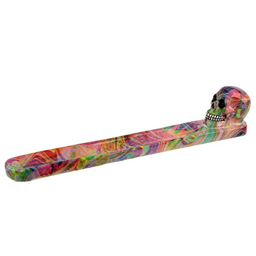 Puckator Multicolor Marble Effect Skull Incense Holder - Rainbow 24Cm