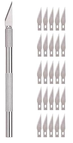 Image of Faded Precision Detail Craft Cutter Set with 25 Replacement Blades - Sharp Hobby Knife for Fine Cutting - Ideal for Art, DIY, Scrapbooking, Model Making, and Paper Craft Projects